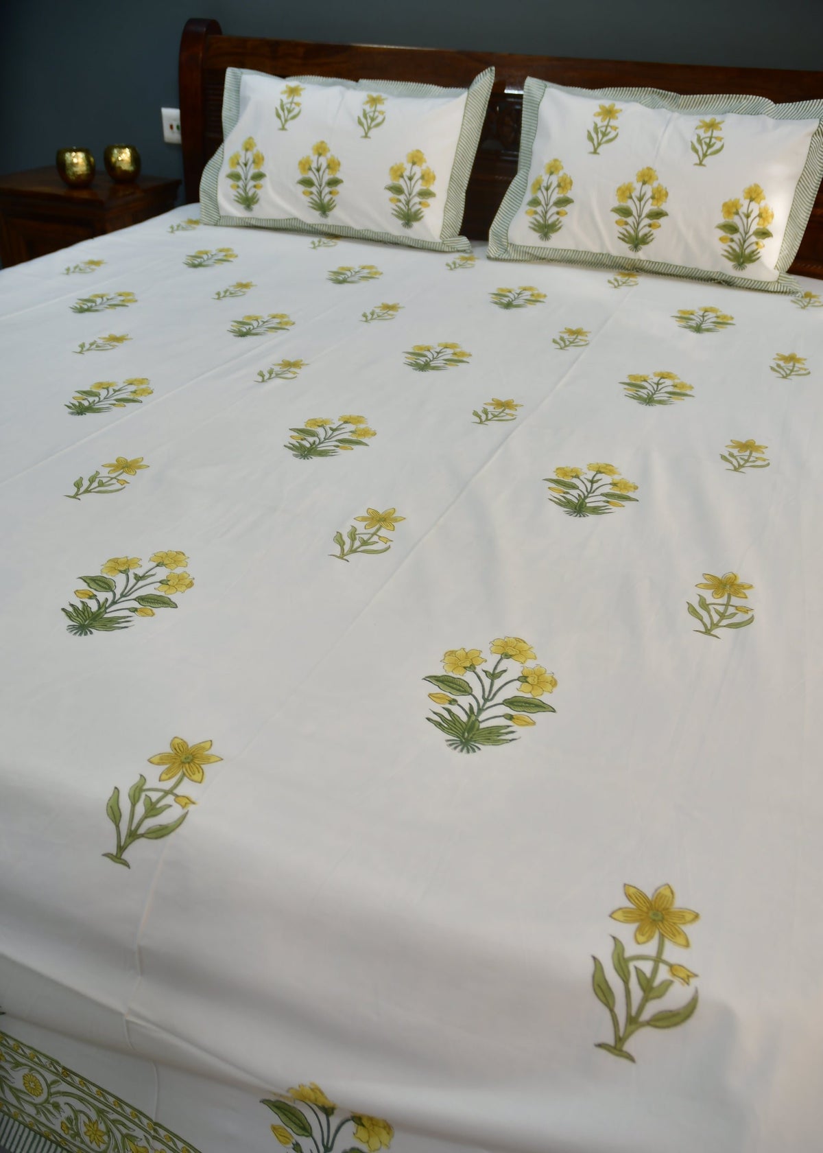 Yellow Buta Bed sheet jaipur sale