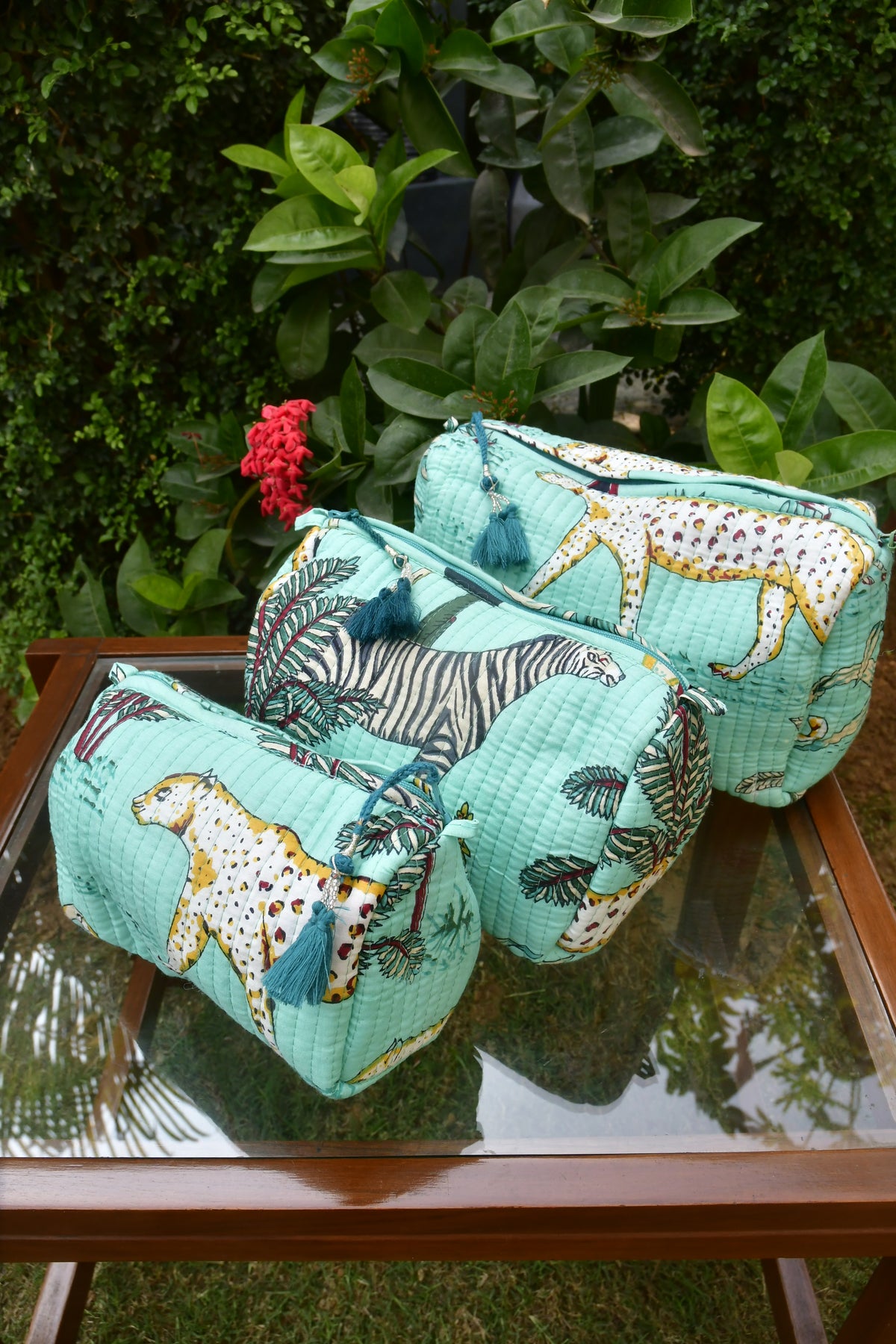 Sea green Jungle Utility Bag Hand Block