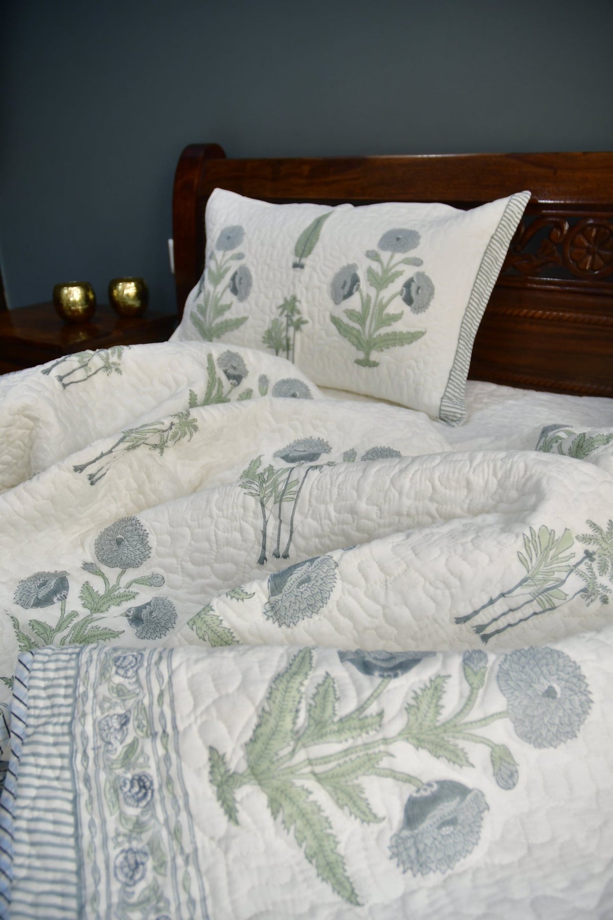 Poppy Quilted Hand Block bedcover