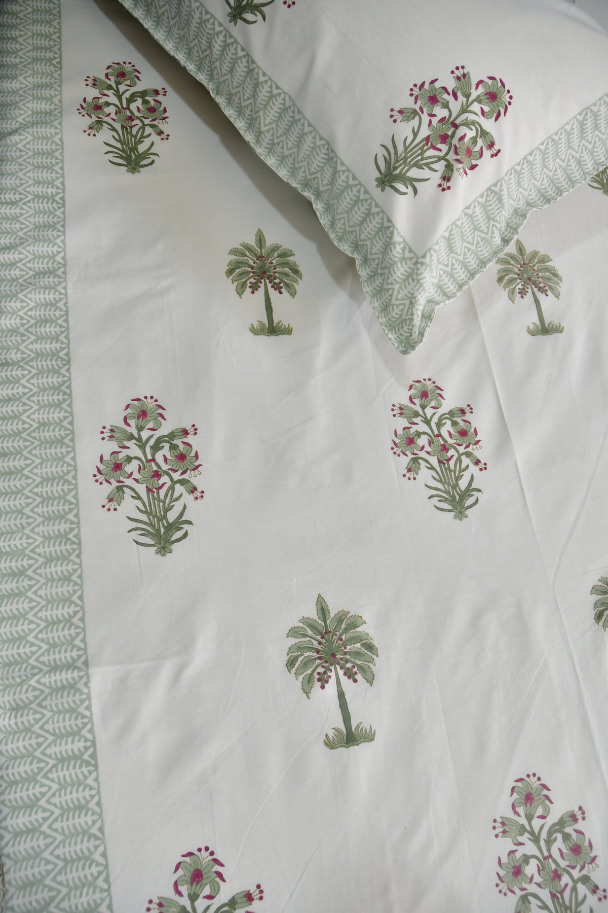 Palm Bliss Bedsheet - Jaipuring, rajasthan, Hand Block, Premium 