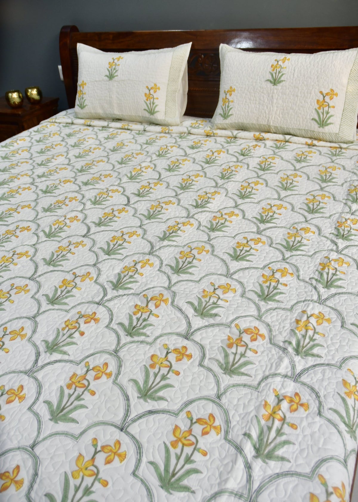 Yellow Jaal Bedcover Jaipur