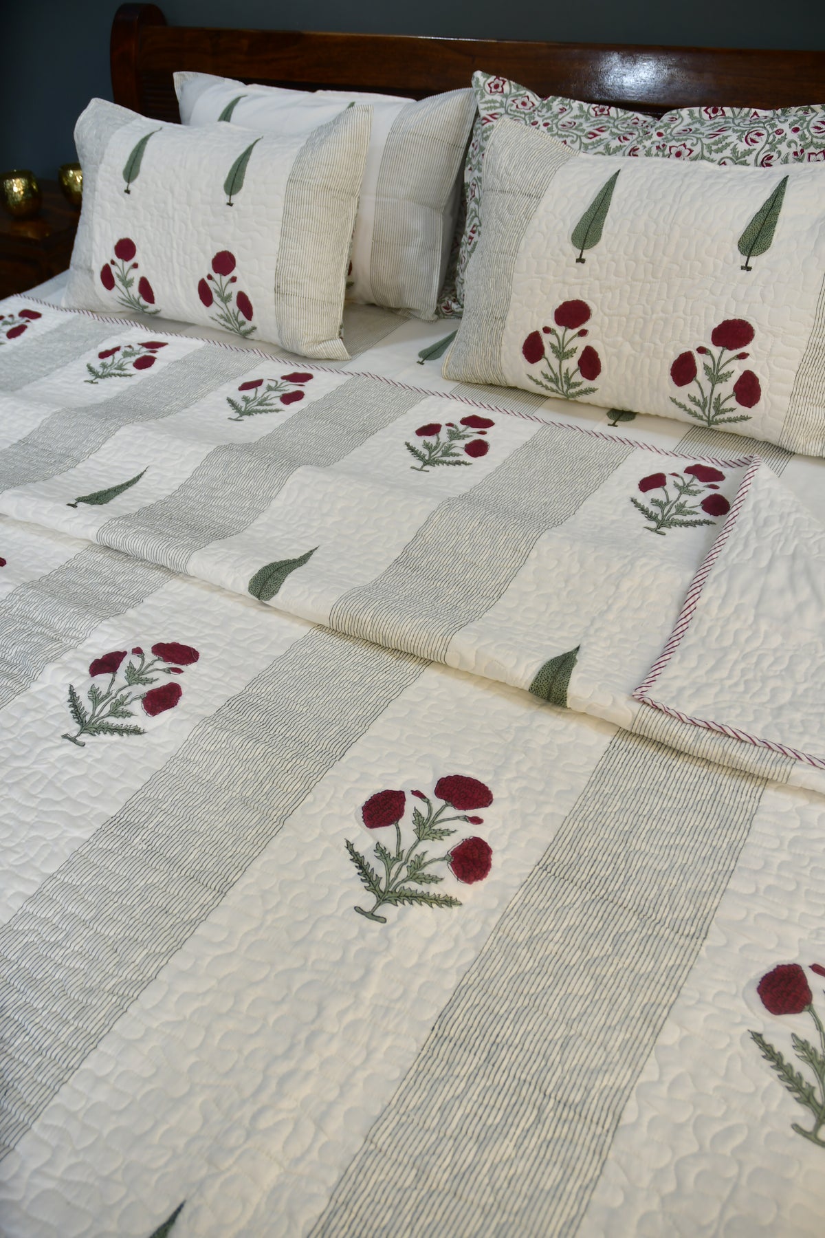 Red Poppy Bedding set Hand Block