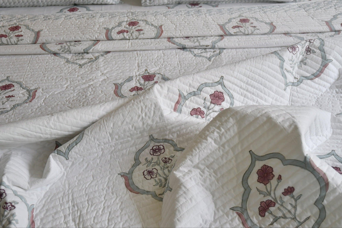 Moroccan Bliss Quilted Bedcover Hand Block  Jaipuri