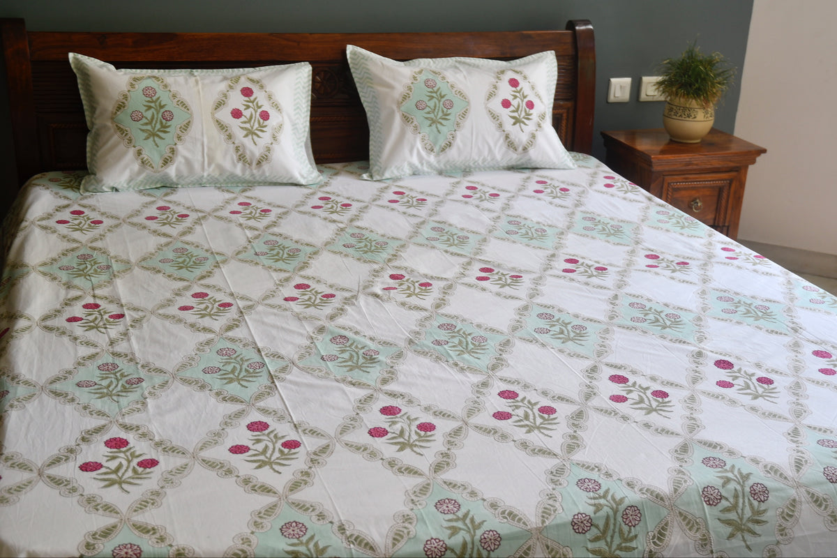 Sugandha jaal Bed sheet Hand Block