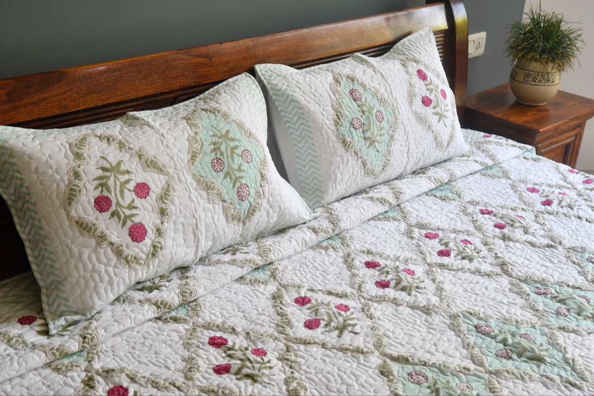 Sugandha Jaal Quilted bedcover Organic cotton