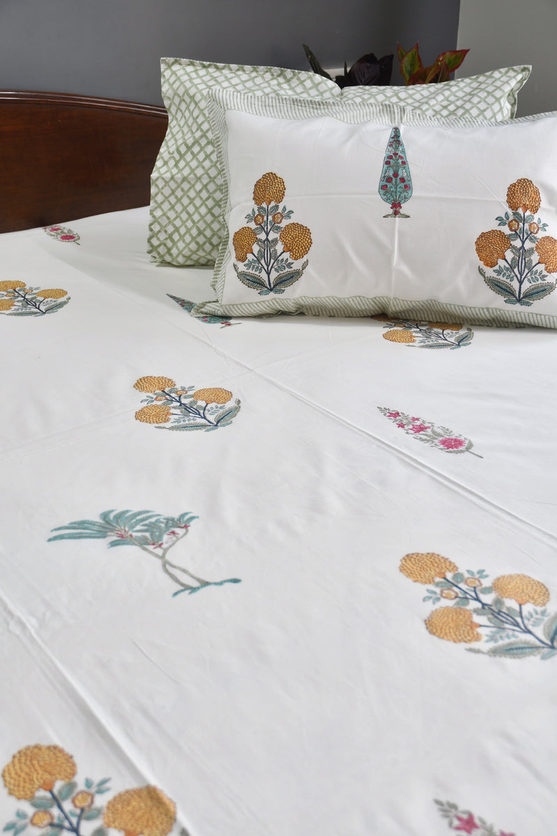 Marigold Bedsheet Hand Block