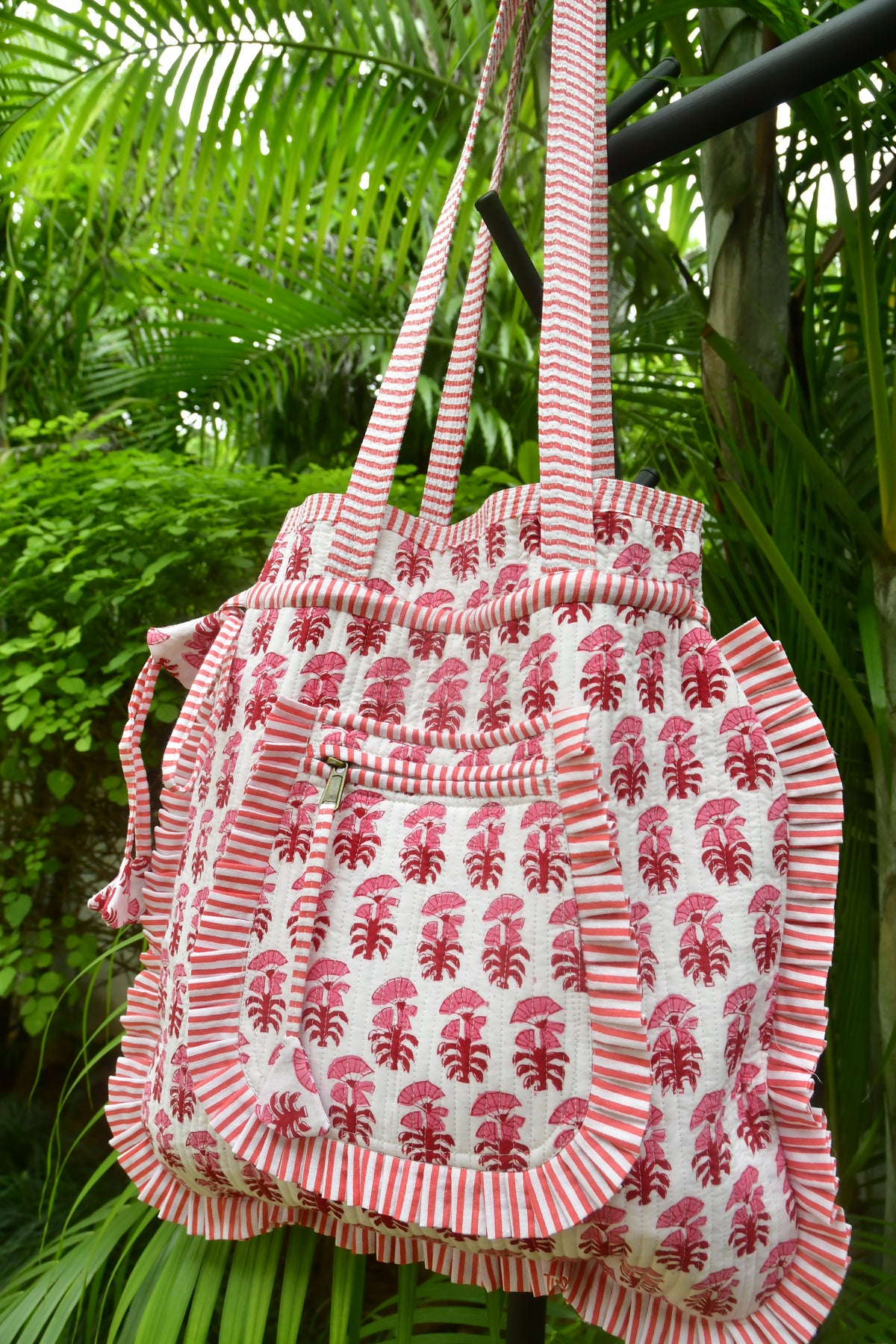 Red and White Potli Tote Bag