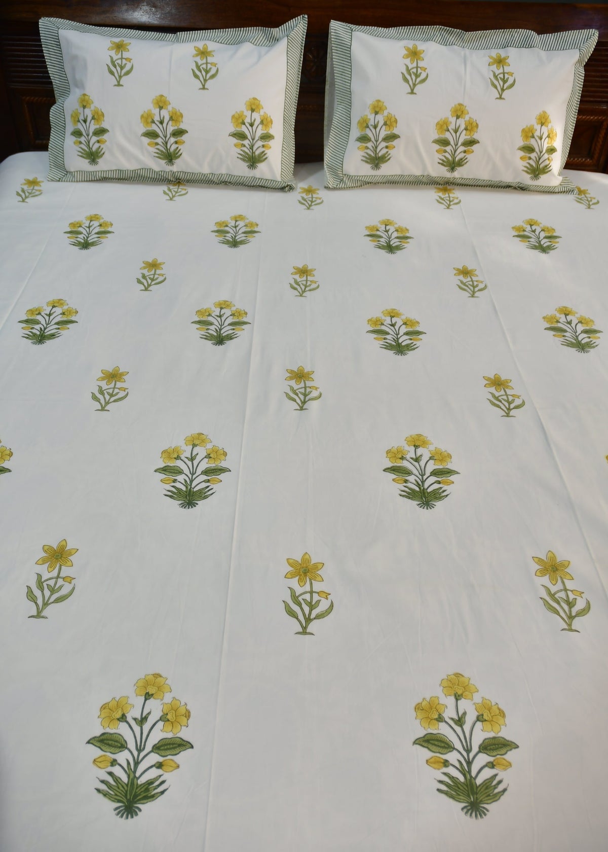 Yellow Buta Bed sheet Rajasthan premium