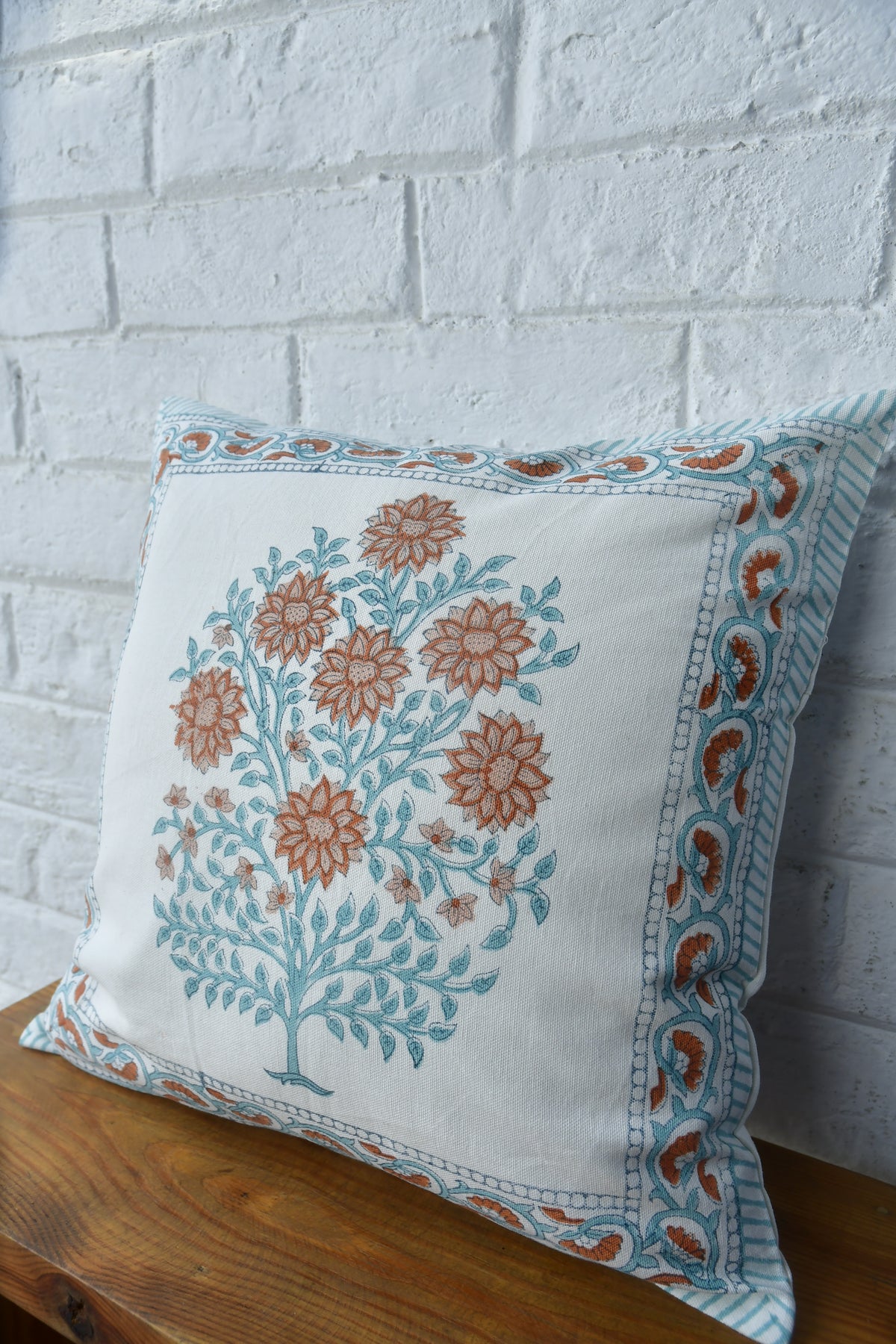 Phool buta HandBlock cotton cushion cover 