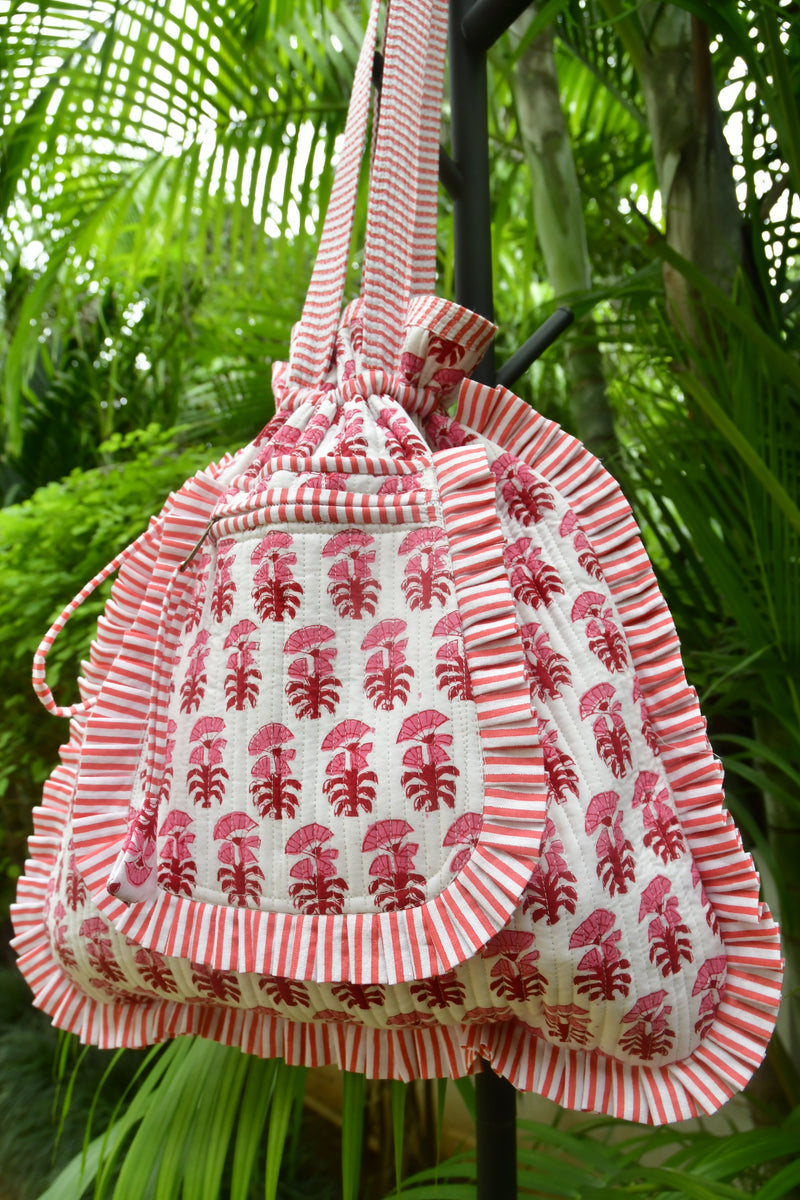 Red and White Potli Tote Bag