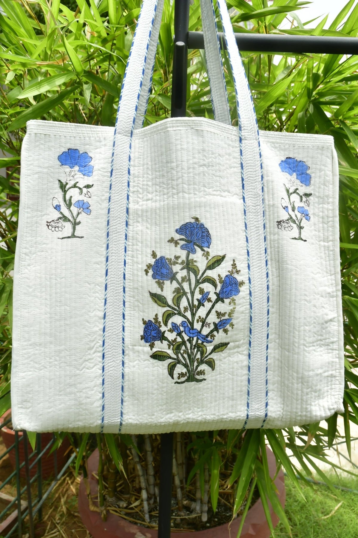 Blue Floral Bouquet Tote Bag