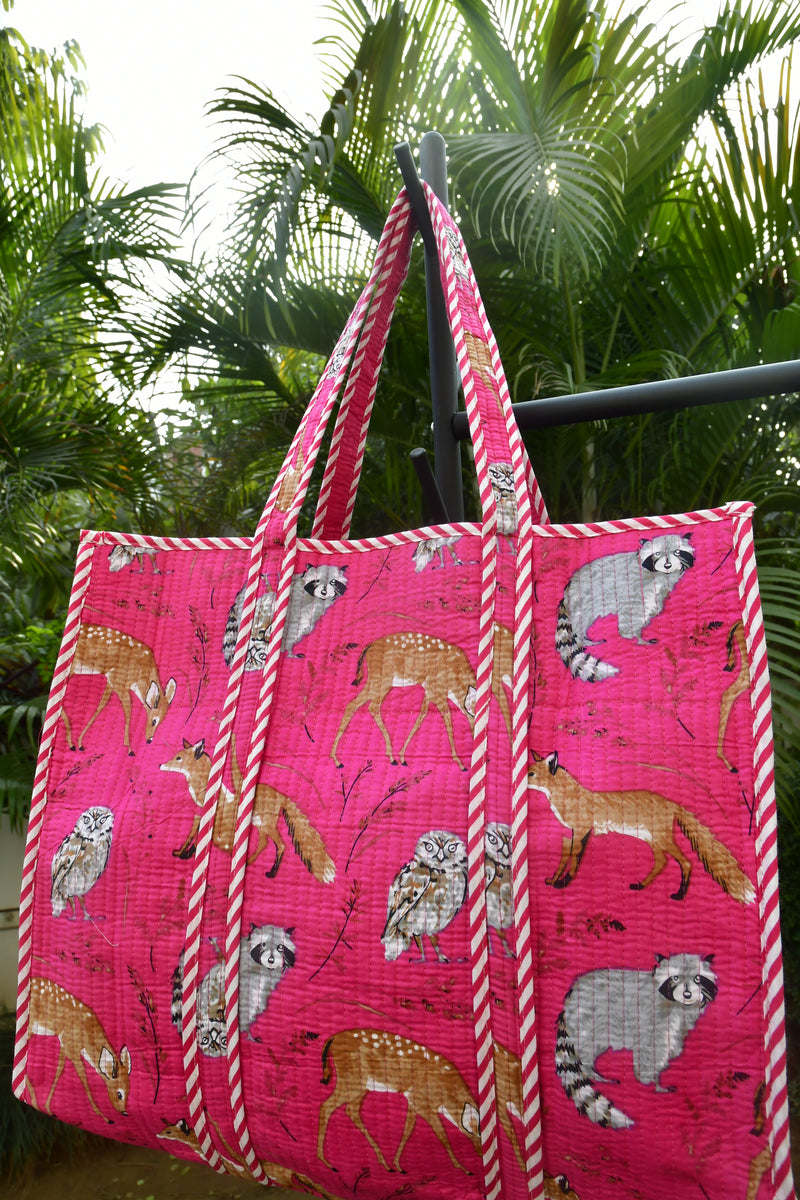 Pink Animal Print Tote Bag