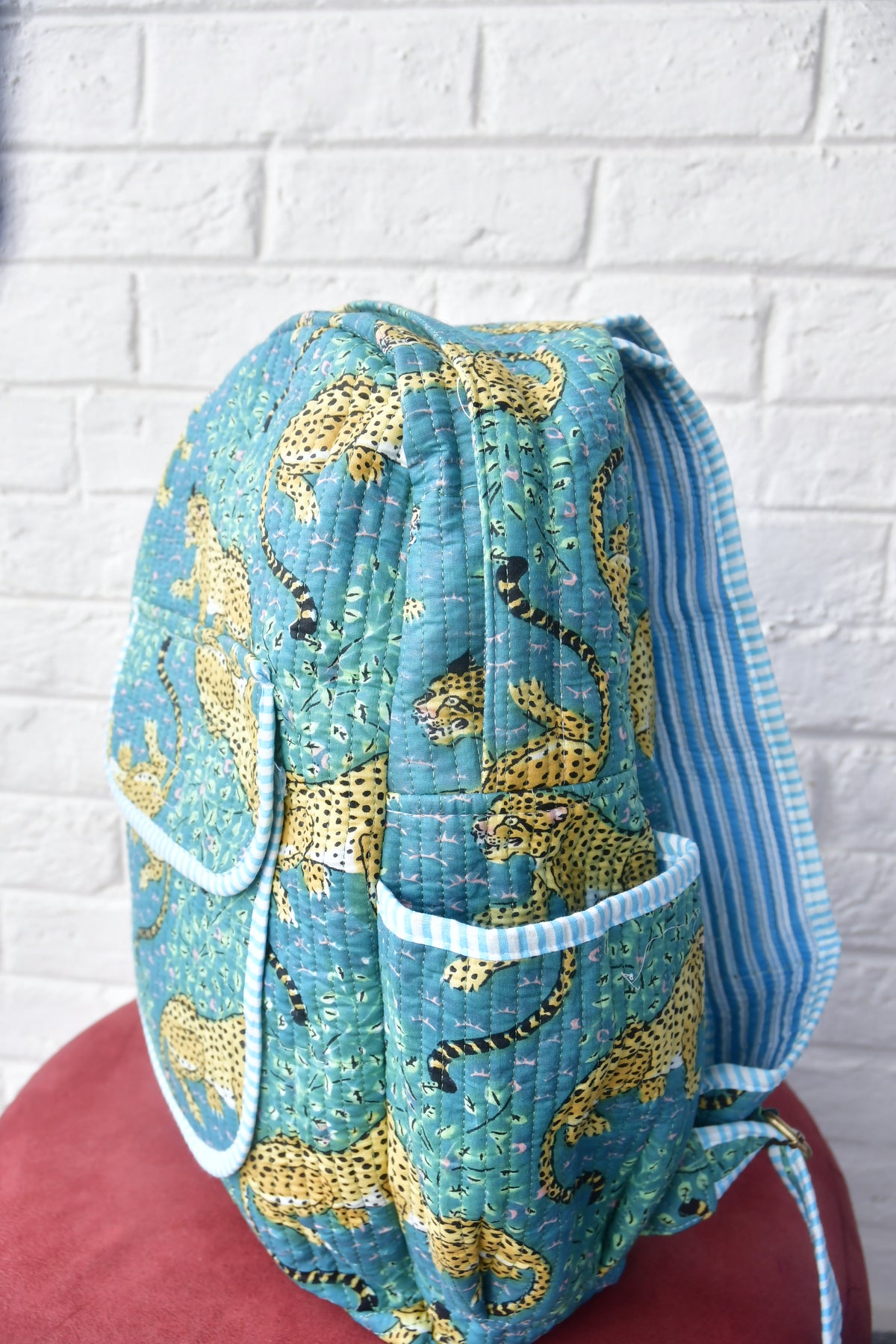 Leopard Print Blue Backpack