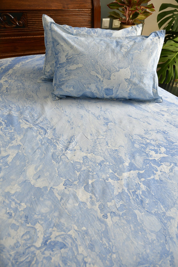 Blue Marble Double Hand Block Bedsheet