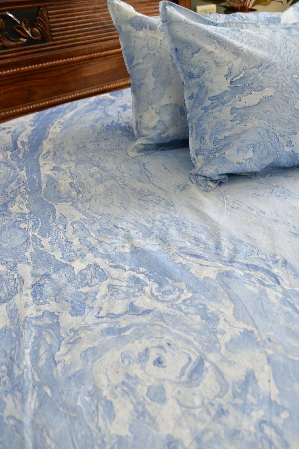 Blue Marble Double Bedsheet - Jaipuri