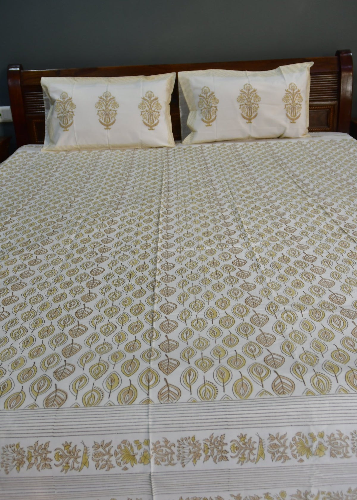 Yellow Leaf  Bedsheet Hand Block  Baby