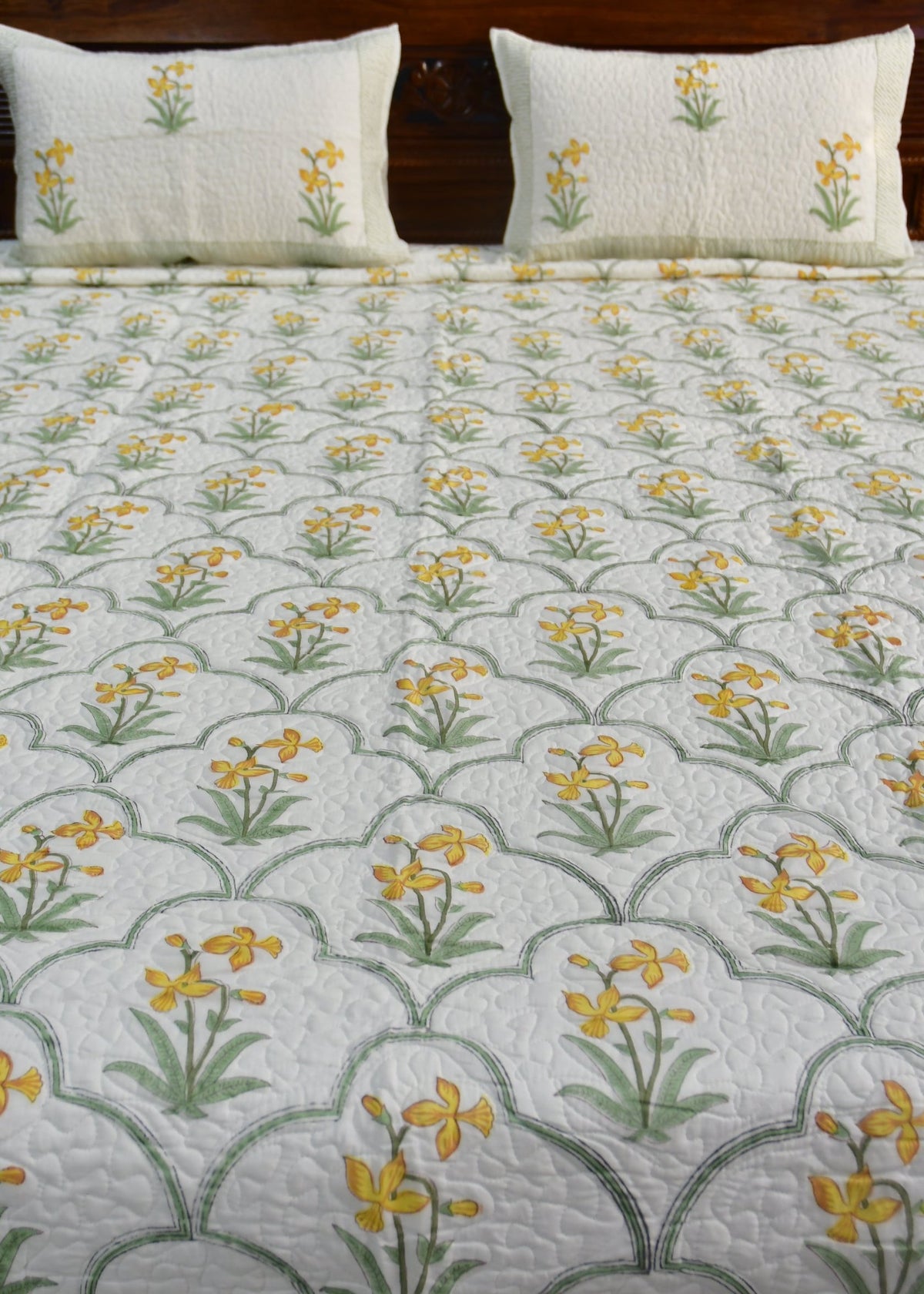 Yellow Jaal Bedcover Jaipur Rajasthan organic 