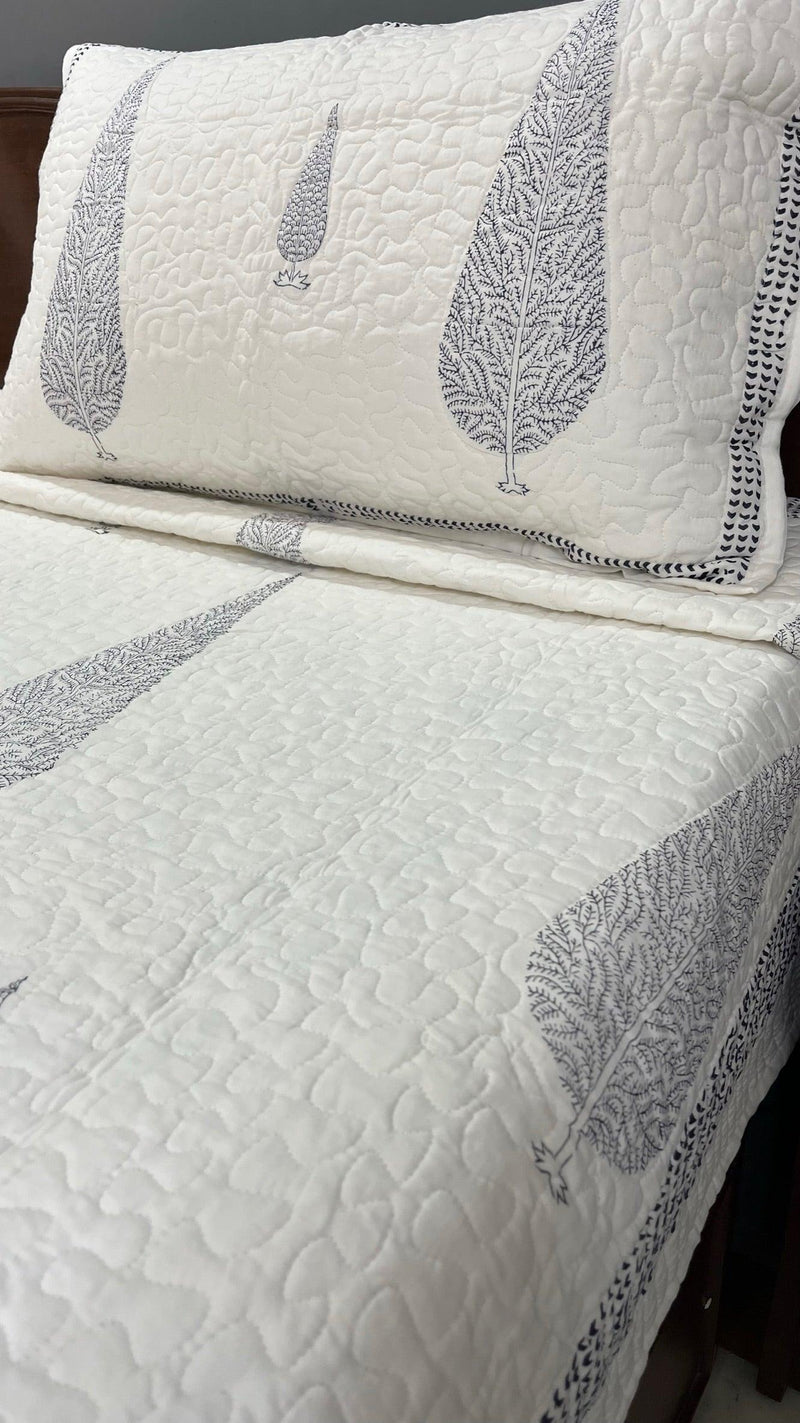 Serene Cypress Quilted bedcover Organic color