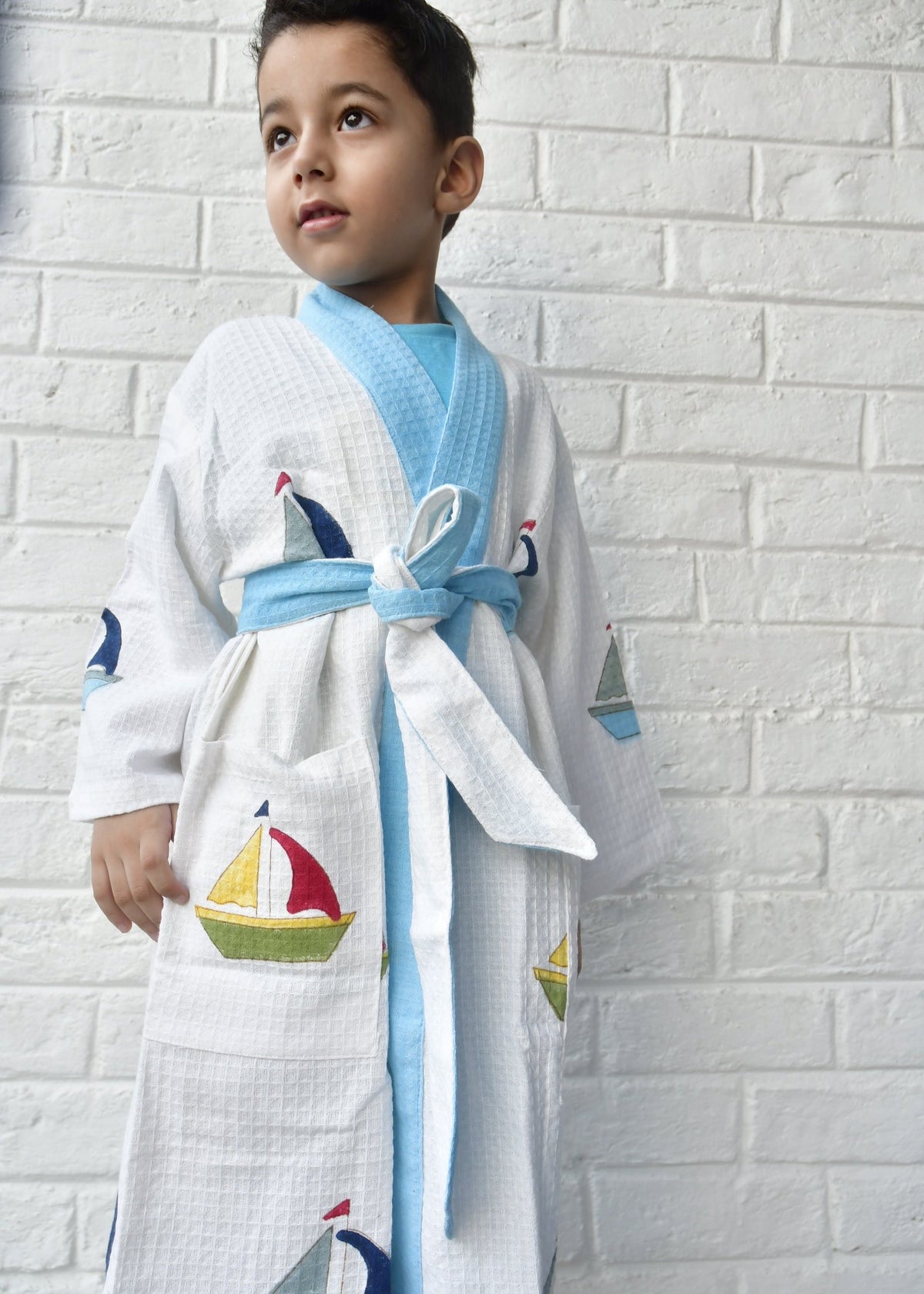 kids handblock bathrobe