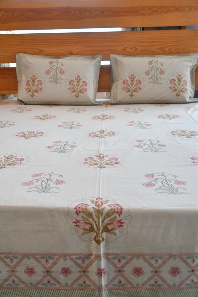 Gulbahaar Bedsheet (Beige Collection): Timeless Elegance Meets Earthy Warmth