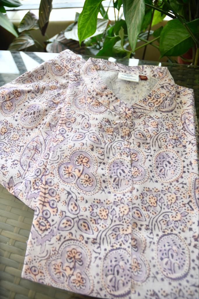 Lilac Floral Co-ord set Hand Block Jaipur