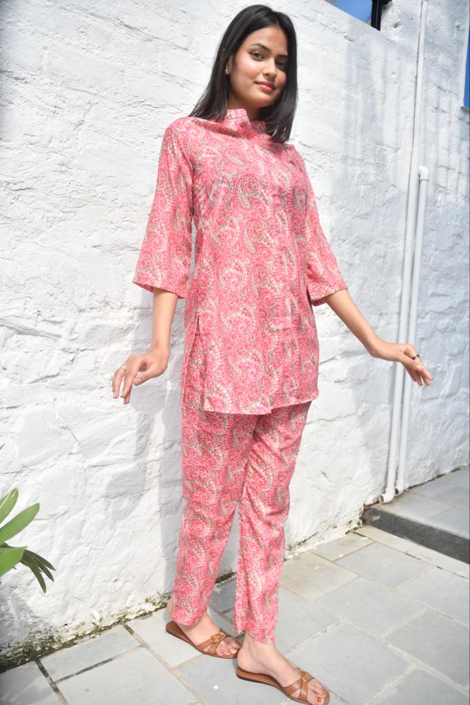 Pink Paisley Co-Ord set Jaipuri kurti